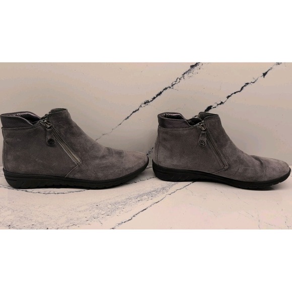 Hartjes XS Ankle Boot Women's Size 6 Gray‎ Suede Side Zip Up Flat Heel - Picture 2 of 7